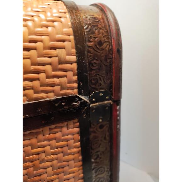 Unbranded 2 Bottle Wine Box Wood Distressed Curved Case With Handle - Picture 11 of 16